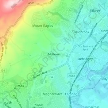 Milltown topographic map, elevation, terrain
