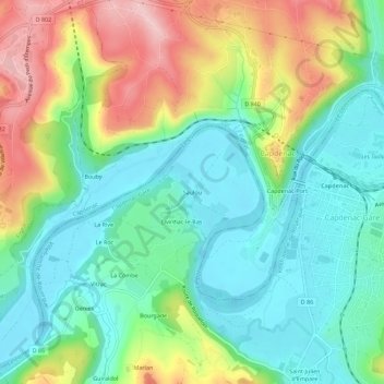 Saulou topographic map, elevation, terrain