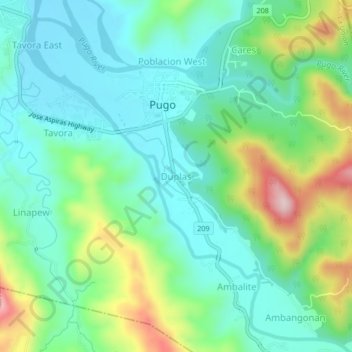 Duplas topographic map, elevation, terrain