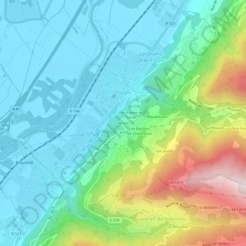 Pichat topographic map, elevation, terrain