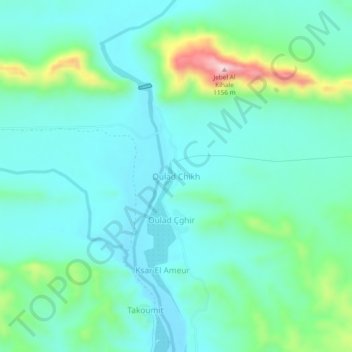 Oulad Chikh topographic map, elevation, terrain
