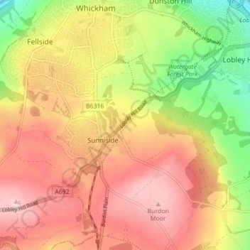 Street Gate topographic map, elevation, terrain