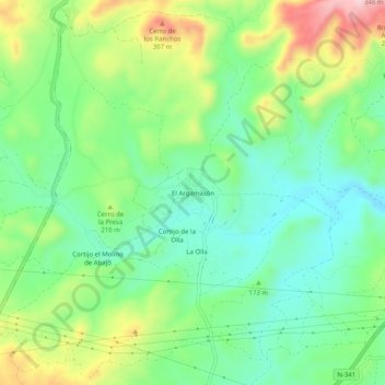 El Argamasón topographic map, elevation, terrain