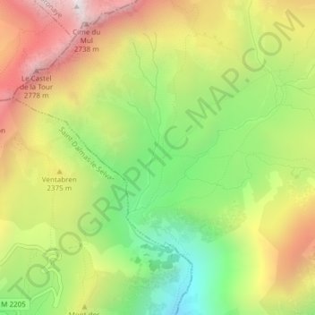 Vallon du Salso Moreno topographic map, elevation, terrain