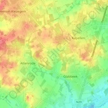 Rode topographic map, elevation, terrain