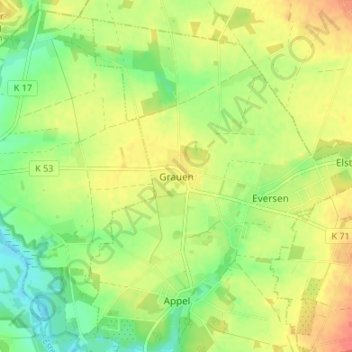 Grauen topographic map, elevation, terrain