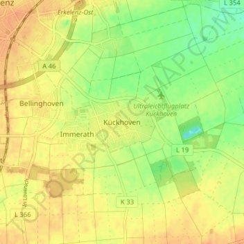 Kückhoven topographic map, elevation, terrain