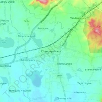 Channapattana topographic map, elevation, terrain