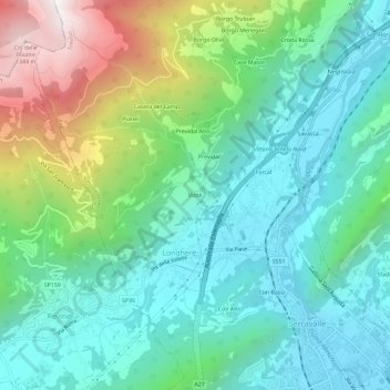 Vizza topographic map, elevation, terrain