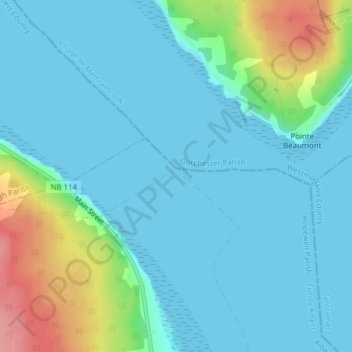 Petitcodiac River topographic map, elevation, terrain
