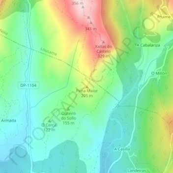 Pena Maior topographic map, elevation, terrain