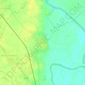 Agwanpur topographic map, elevation, terrain