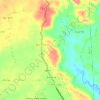 Namantao topographic map, elevation, terrain