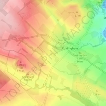 Temple Hall topographic map, elevation, terrain