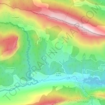Le Prignolet topographic map, elevation, terrain