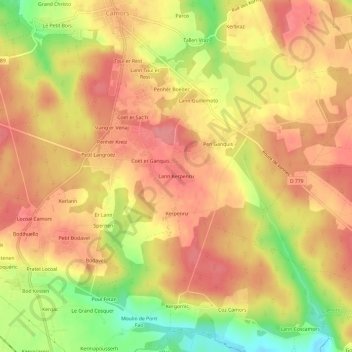 Lann Kerpenru topographic map, elevation, terrain