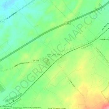 Lees Cross Roads topographic map, elevation, terrain