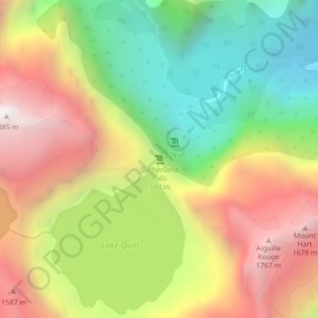 Sutherland Falls topographic map, elevation, terrain