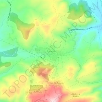 Benassal topographic map, elevation, terrain