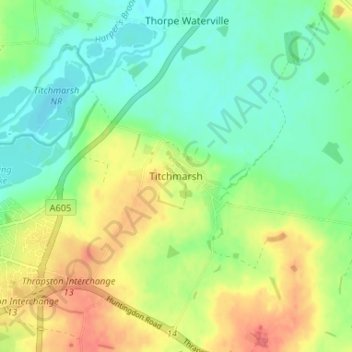 Titchmarsh topographic map, elevation, terrain