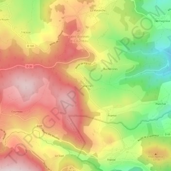 Chavanne topographic map, elevation, terrain