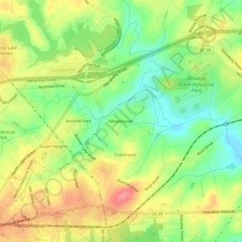 Maplewood topographic map, elevation, terrain