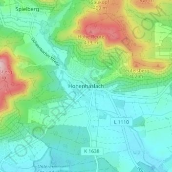 Hohenhaslach topographic map, elevation, terrain