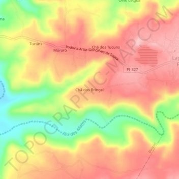 Chã dos Bringel topographic map, elevation, terrain