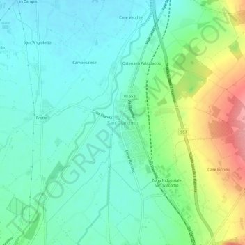 San Giacomo topographic map, elevation, terrain