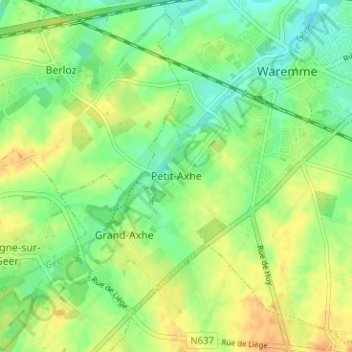 Petit-Axhe topographic map, elevation, terrain
