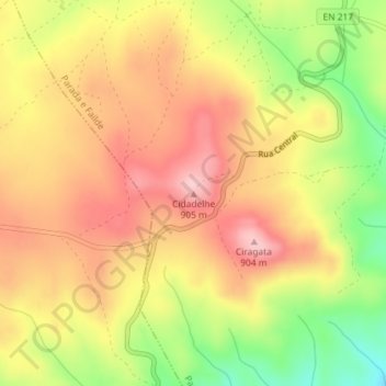 Cidadelhe topographic map, elevation, terrain
