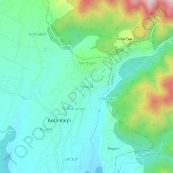 Roorki topographic map, elevation, terrain