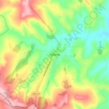 Silvânia topographic map, elevation, terrain