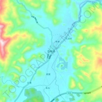 Baishou topographic map, elevation, terrain