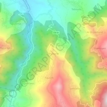 Maraghna topographic map, elevation, terrain