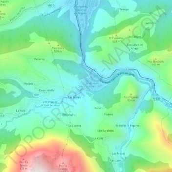 Santolaya topographic map, elevation, terrain