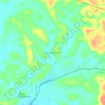 Bukit Asahan topographic map, elevation, terrain