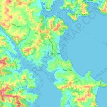 Snells Beach topographic map, elevation, terrain