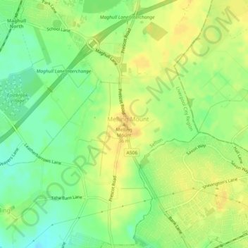 Melling Mount topographic map, elevation, terrain