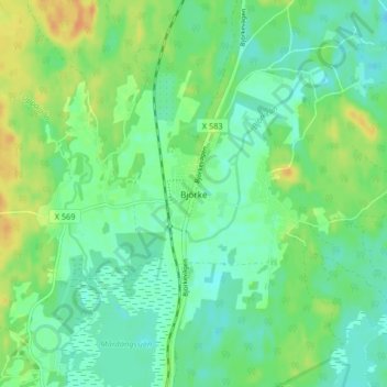 Björke topographic map, elevation, terrain