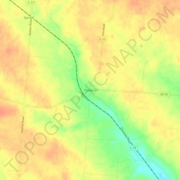 Thackery topographic map, elevation, terrain