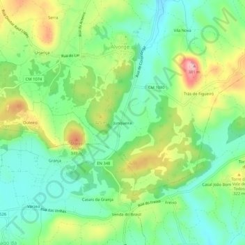 Junqueira topographic map, elevation, terrain