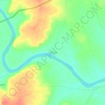Kanadi topographic map, elevation, terrain