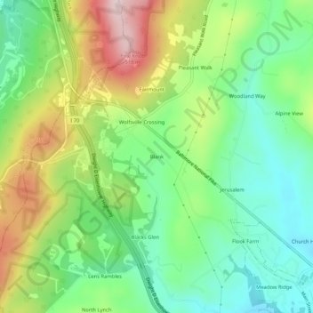 Blank topographic map, elevation, terrain