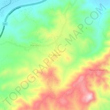 Tizi Elouan topographic map, elevation, terrain
