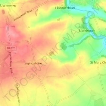 Llanmihangel topographic map, elevation, terrain
