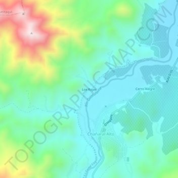 Los Rojas topographic map, elevation, terrain