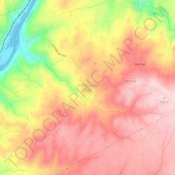 Amieira do Tejo topographic map, elevation, terrain