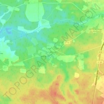 Colllonque topographic map, elevation, terrain