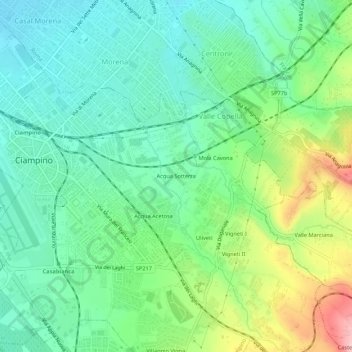 Acqua Sotterra topographic map, elevation, terrain